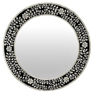 Black-and-White-Floral-Bone-inlay-mirror-round