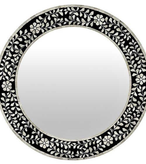 Buy Fish Scale Black Bone Inlay Round Mirror- Razvi Exports