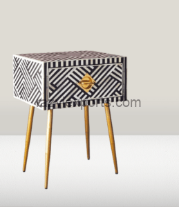 Zig Zag Bone inlay nightstand manufacturer and exporter in india