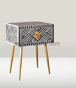 Zig Zag Bone inlay nightstand manufacturer and exporter in india