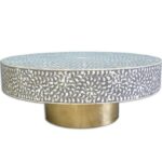 Gray Floral Bone Inlay Coffee Table manufacturer Razvi Exports