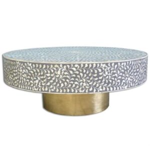Gray Floral Bone Inlay Coffee Table manufacturer Razvi Exports