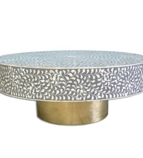 Gray Floral Bone Inlay Coffee Table manufacturer Razvi Exports