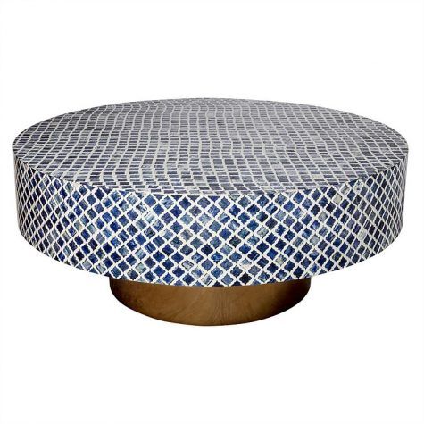 Round Blue Bone Inlay Coffee Table Manufacturer Razvi Exports