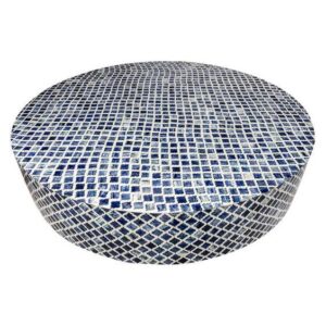 Round Blue Bone Inlay Coffee Table top