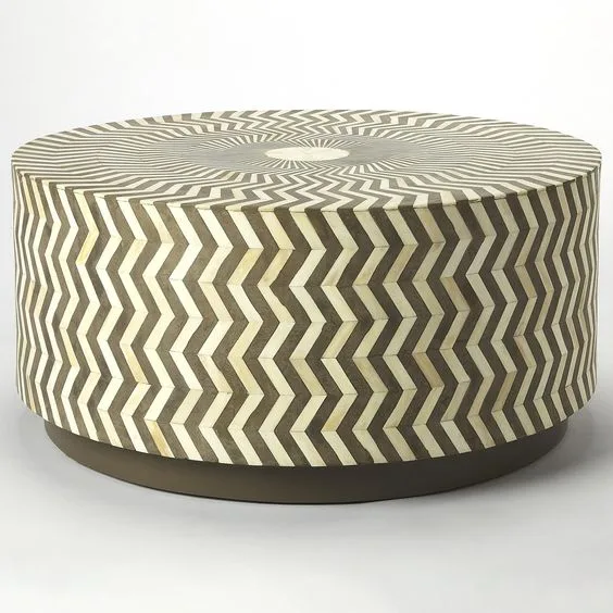 Zig zag bone inlay round table manufacturer Razvi Exports