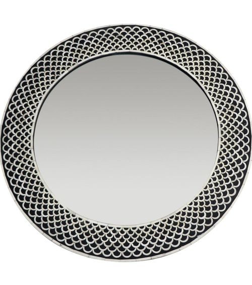 Buy Fish Scale Black Bone Inlay Round Mirror- Razvi Exports