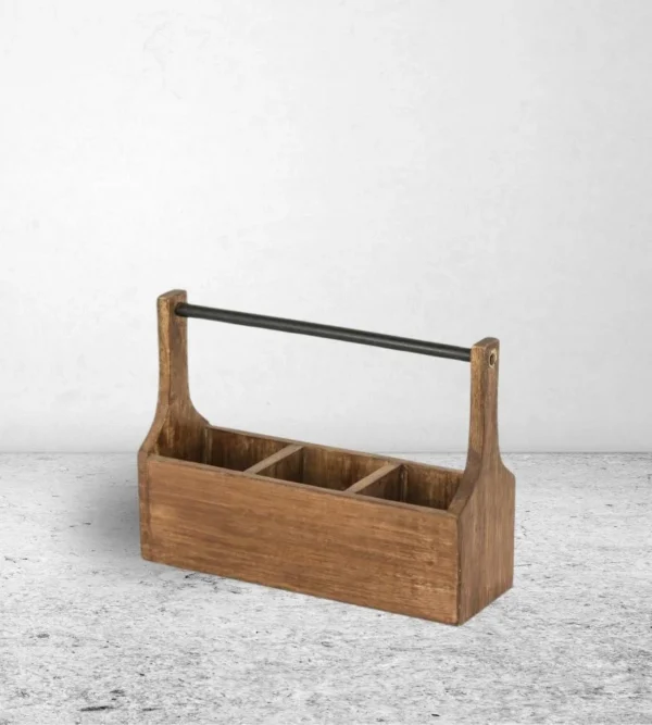 Wooden Cutlery Holder with handle