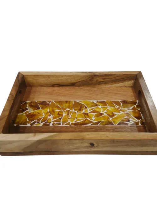 Decorative Wood Serving Tray 12×8″ | Acacia Resin Inlay Tray