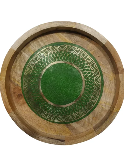 round wooden ottoman tray by Razvi Exports