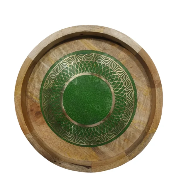 round wooden ottoman tray by Razvi Exports