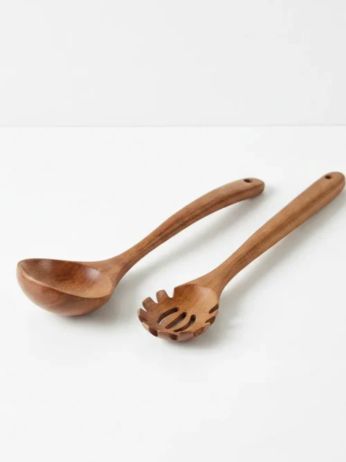 wooden ladle and pasta server set 12 inch made from acacia wood