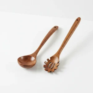 acacia wood wooden ladle and pasta server set rustic serveware