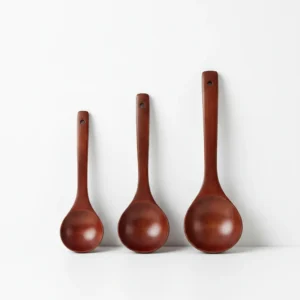 wooden ladle set of 3 made from acacia wood in 8 10 and 12 inch sizes