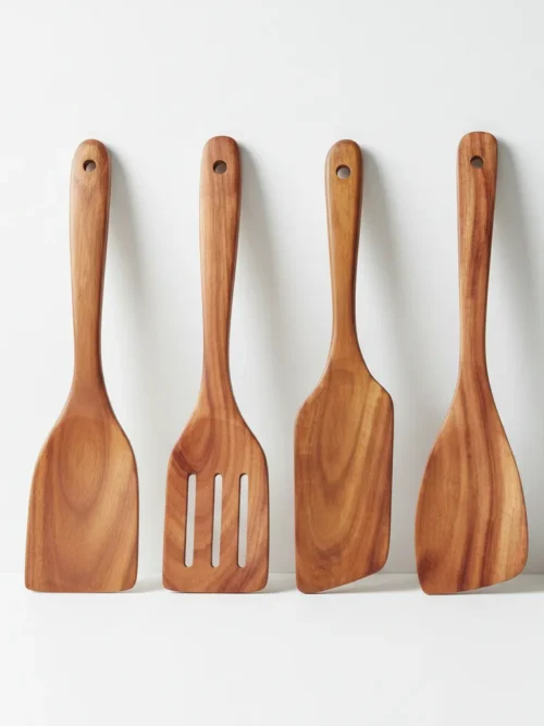 handmade wooden spatulas set crafted from natural acacia wood