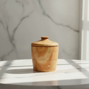 acacia wood storage canister with lid 3.5x6 handcrafted wooden container