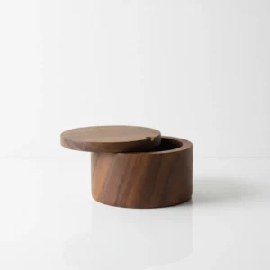 rose wood storage canister with lid for salt sugar and condiment storage