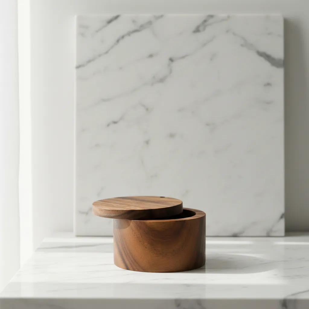 handmade rose wood storage canister with lid for kitchen organization