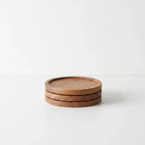handmade acacia wood round drink coasters set of 4 with natural wood grain