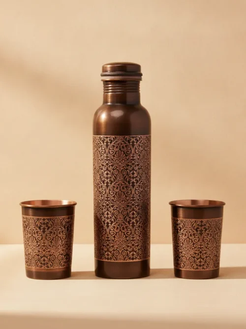 Antique Engraved Copper Water Bottle Set Manufacturer and Bulk Supplier