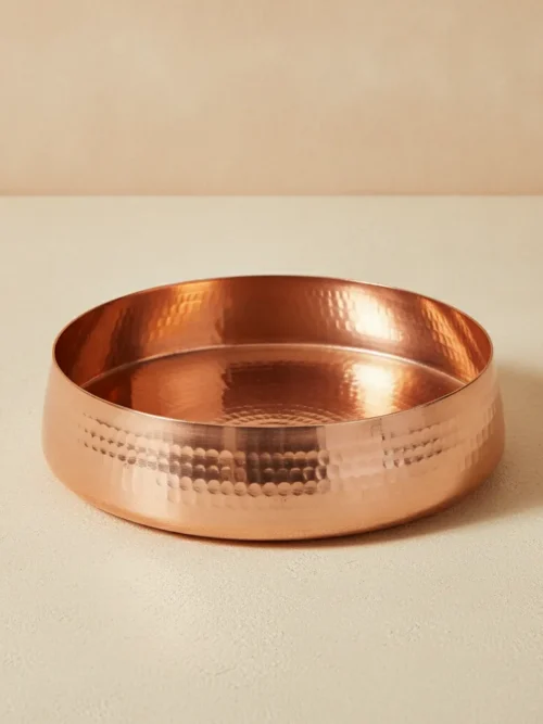 copper serving bowl 12 inch diameter with 3 inch height