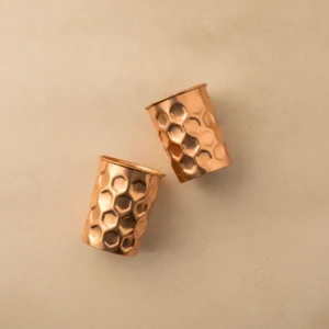 diamond hammered copper cup with polished natural copper finish