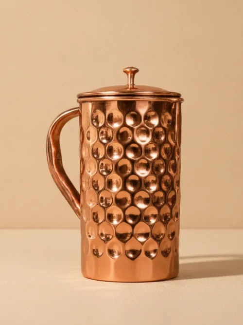 diamond hammered copper jug 1.5 litre with matching copper lid