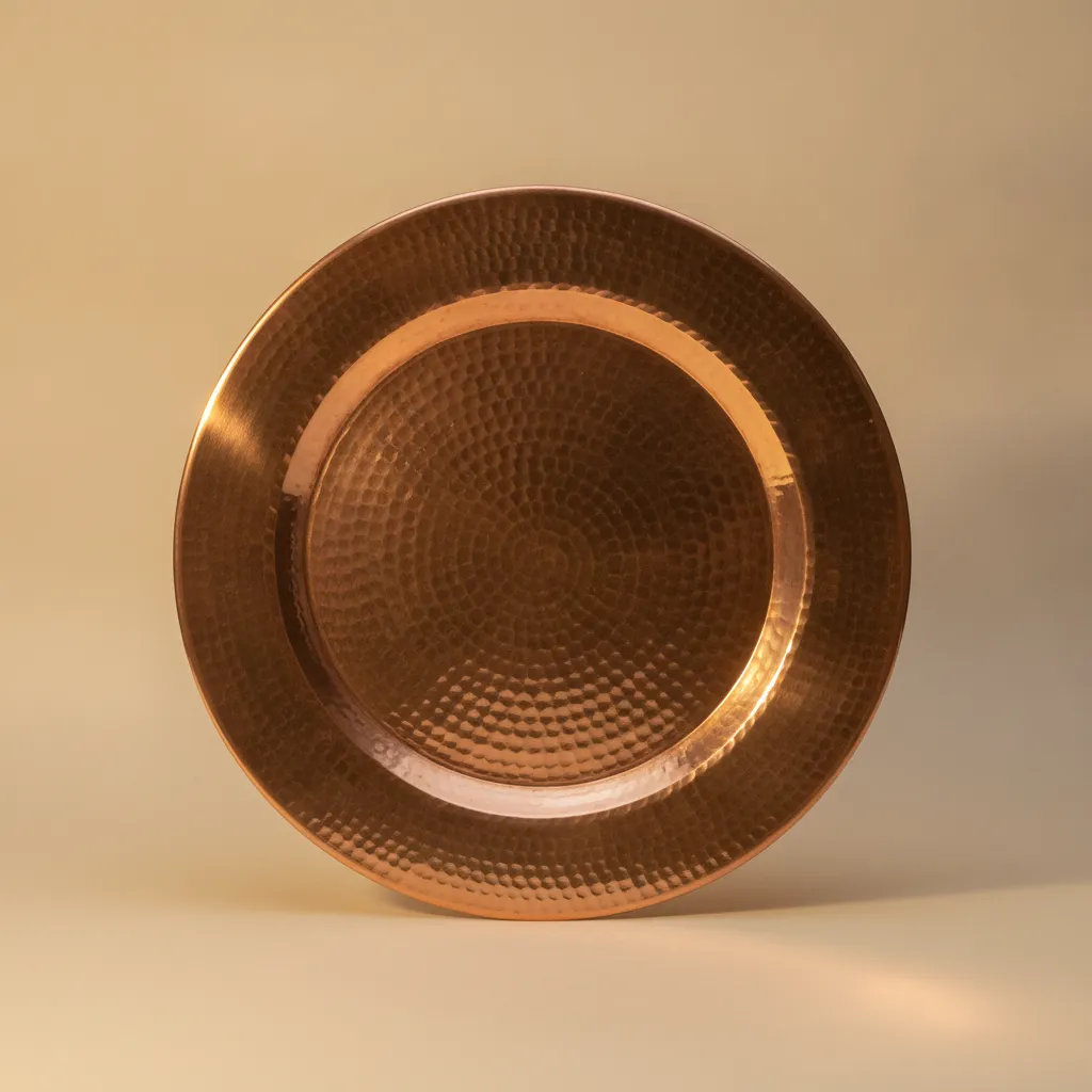 hammered copper charger plate 10 inch with decorative hammered texture