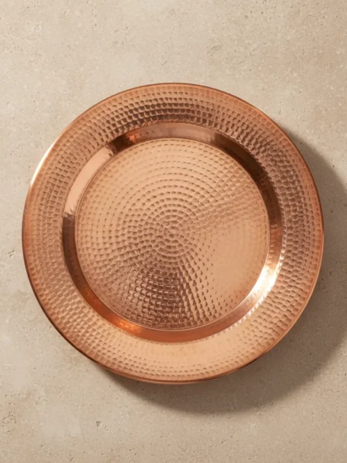 hammered copper charger plate 10 inch for wholesale export with purity test report and food-related certificates available on request