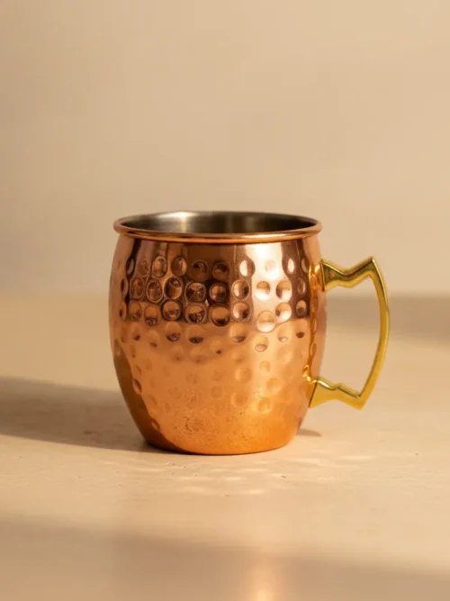 hammered copper mug with handle 16 oz featuring a classic hammered finish