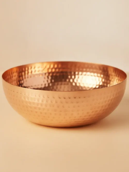 hammered copper salad bowl 10 inch diameter with 3.5 inch height