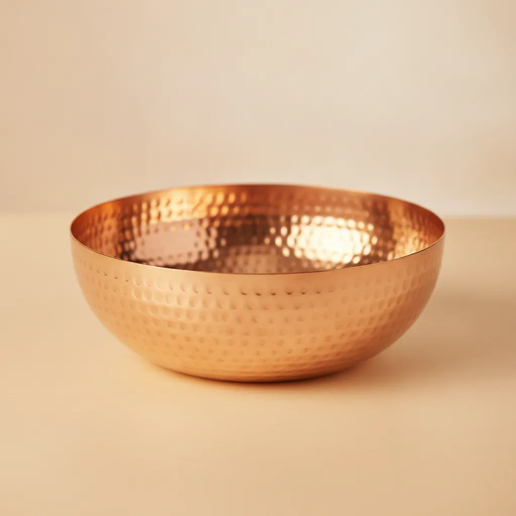 hammered copper salad bowl 10 inch diameter with 3.5 inch height