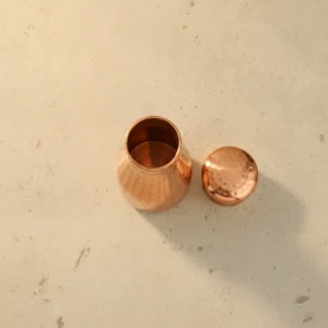 handcrafted hammered copper water pot 1L with polished natural copper finish
