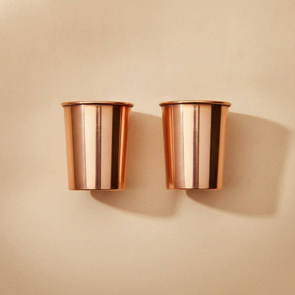 plain copper cup with smooth natural copper finish for drinking water