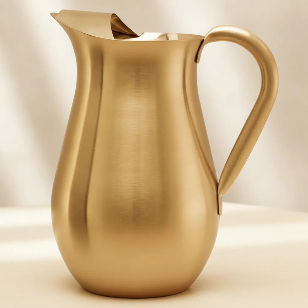 plain copper jug with handle 18cm high and 11cm diameter polished finish