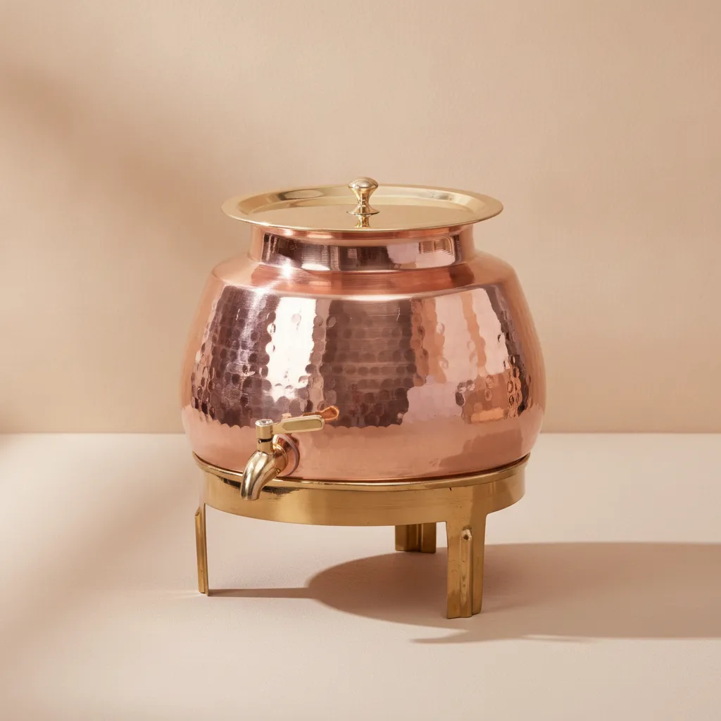 plain copper pitcher with stand 2 litre made from pure copper