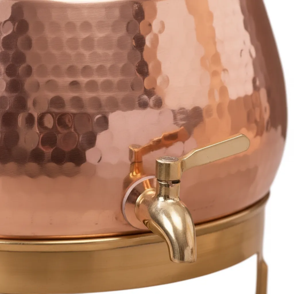 plain copper pitcher with stand 8x8 inch polished copper finish