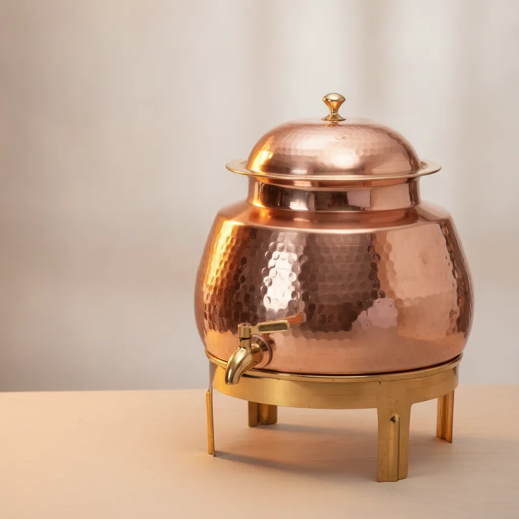 1. plain copper pitcher with stand for wholesale export with purity test report and food-related certificates available on request