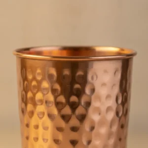 plain hammered copper cup 300ml for drinking water with natural copper finish