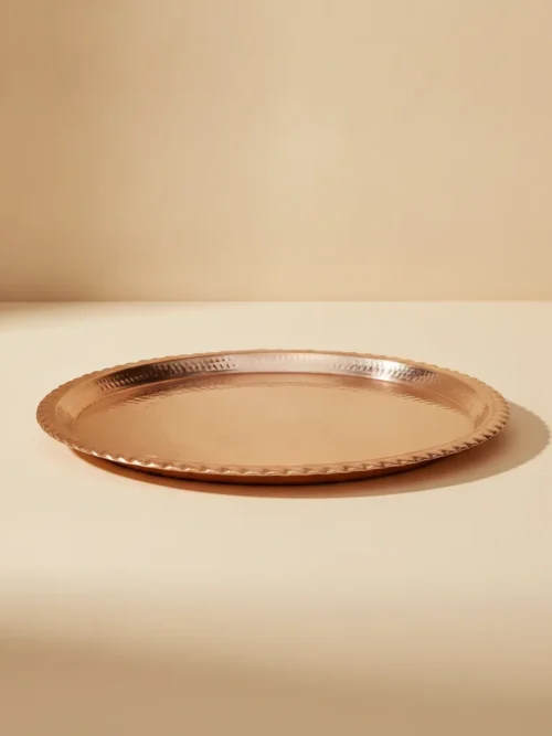 round copper tray weighing 200 grams for serving and tabletop display