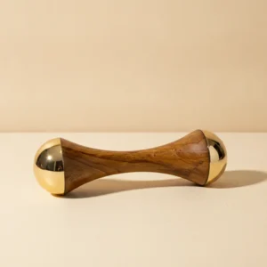 two-in-one Kansa massage wand with wooden handle for Ayurvedic massage