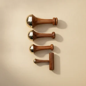 wooden Kansa wand massager set of 4 for Ayurvedic massage and wellness therapy